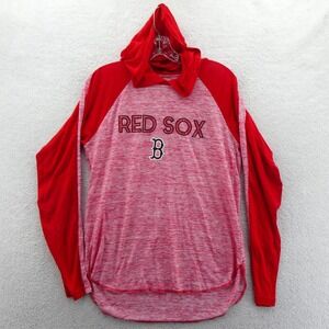 G-III 4Her Hooded Shirt‎ Womens Medium Boston Red Sox Red Space Dye Raglan MLB